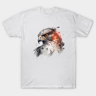 Falcon Portrait Animal Painting Wildlife Outdoors Adventure T-Shirt